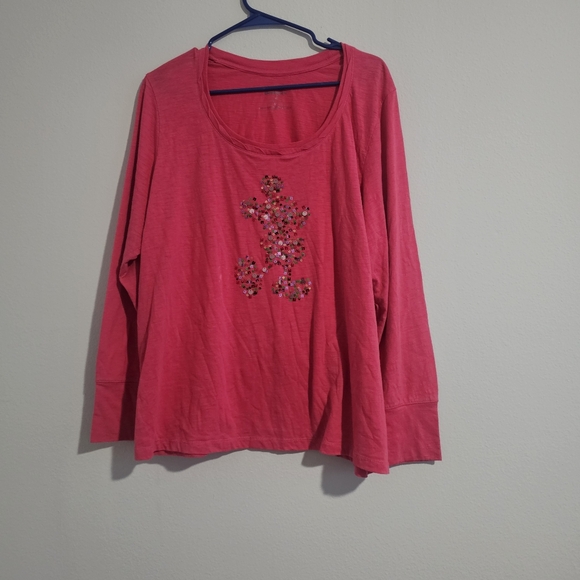 Disneyland Resort Tops - Disneyland Walt Disney World Plus Sequined Mickey Mouse Graphic Long Sleeve 2X
